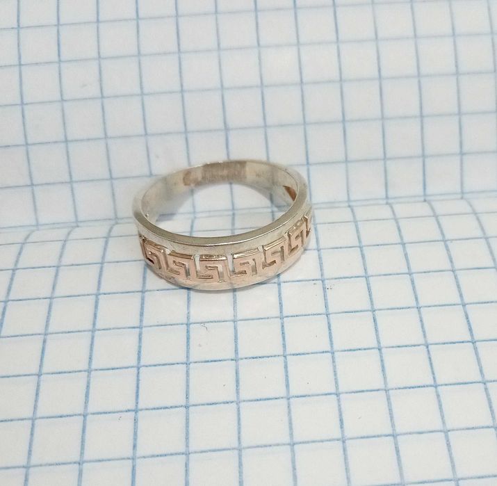 Кольцо колечко срібло 925 проба + золоті накладки 375 проба