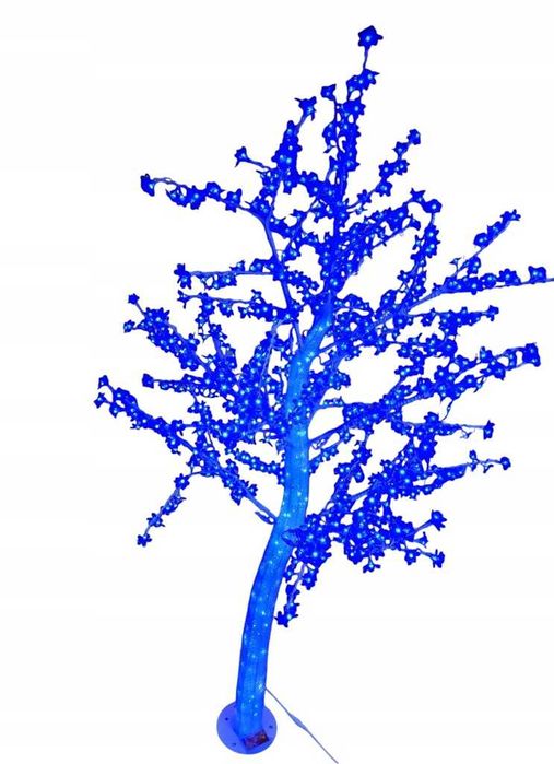 DUŻE Zewnętrzne drzewko LED AKRYL NIEBIESKI + FLASH 1,8 M