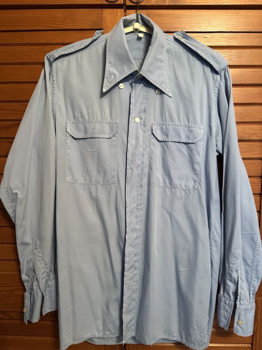 Koszula meska vintage prl pagony niebieska  M