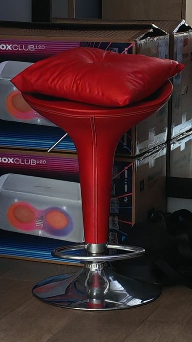 Hoker Krzesło barowe CZERWONE regulowana wysokość + gratis poduszka
