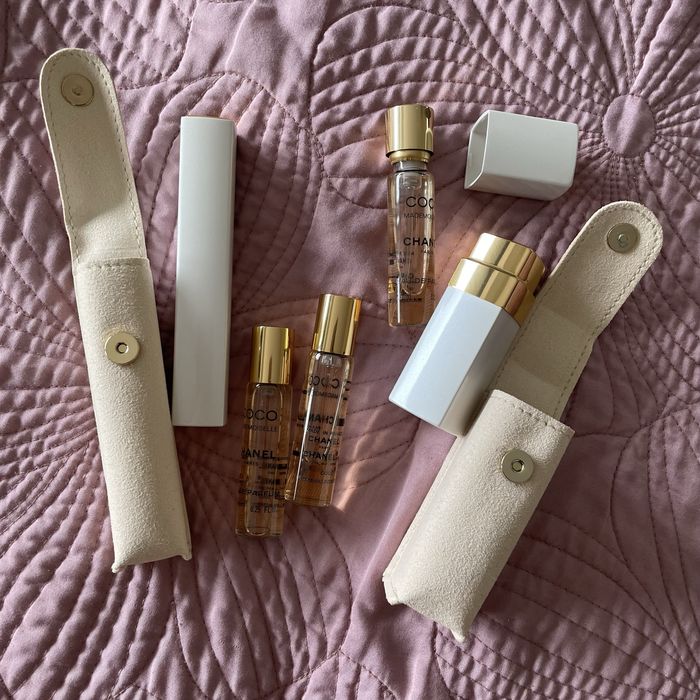 Conjunto de Perfumes Chanel Coco Mademoiselle com Estojos Camurça