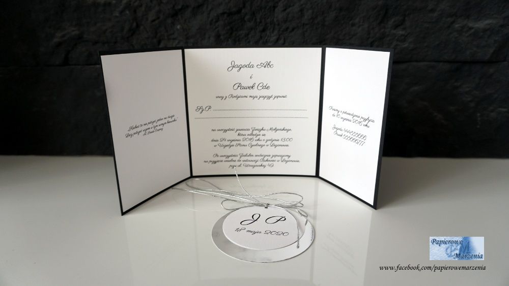 Zaproszenia ślubne SIMPLE 4 lustrzane czarne N!