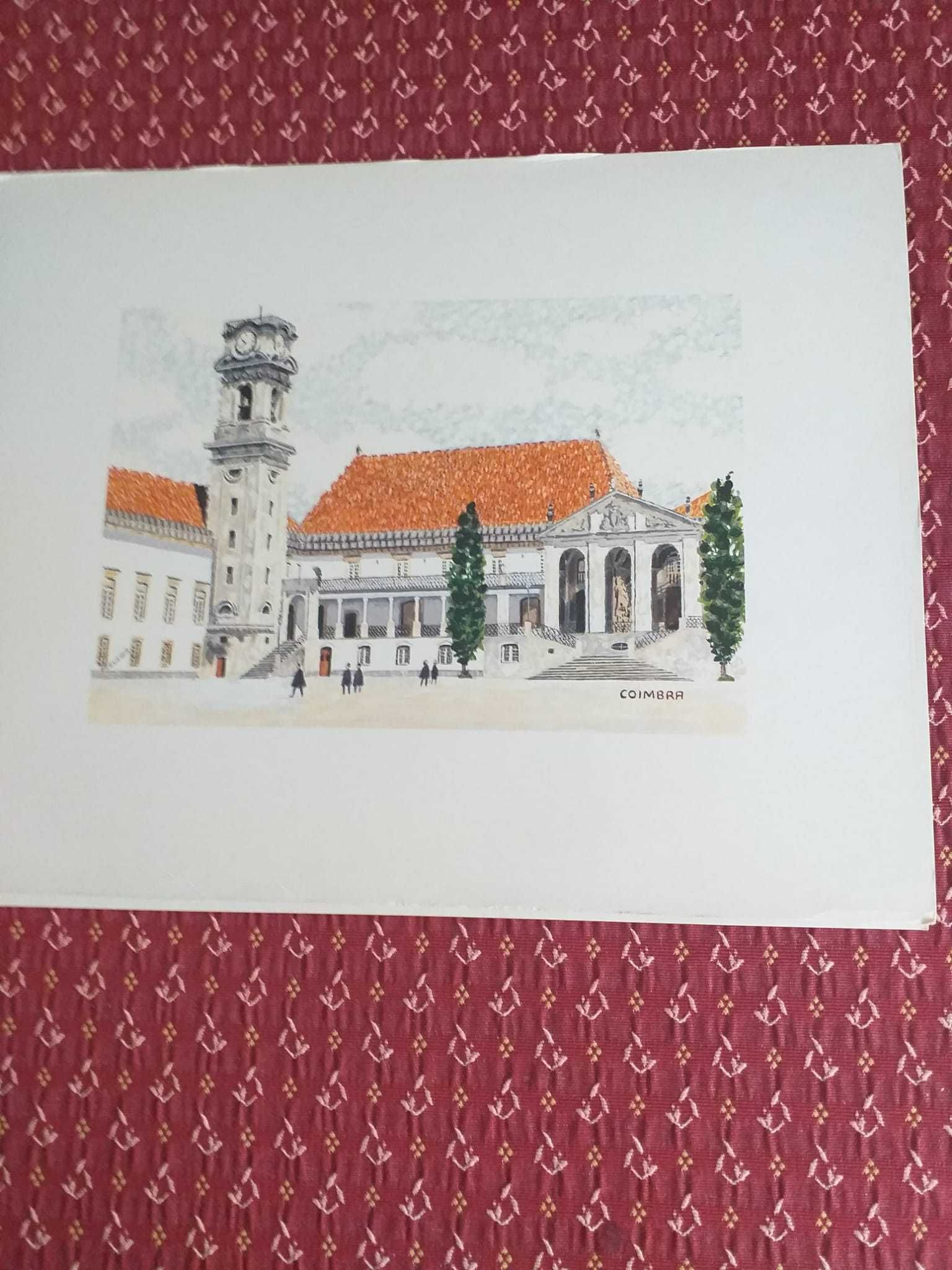 Gravuras impressas: Praia da Rocha, Óbidos, U. Coimbra, 2€ CADA