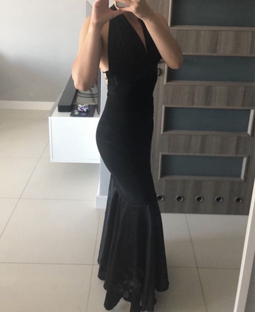 Elegancka czarna sukienka sylwester karnawal wesele S