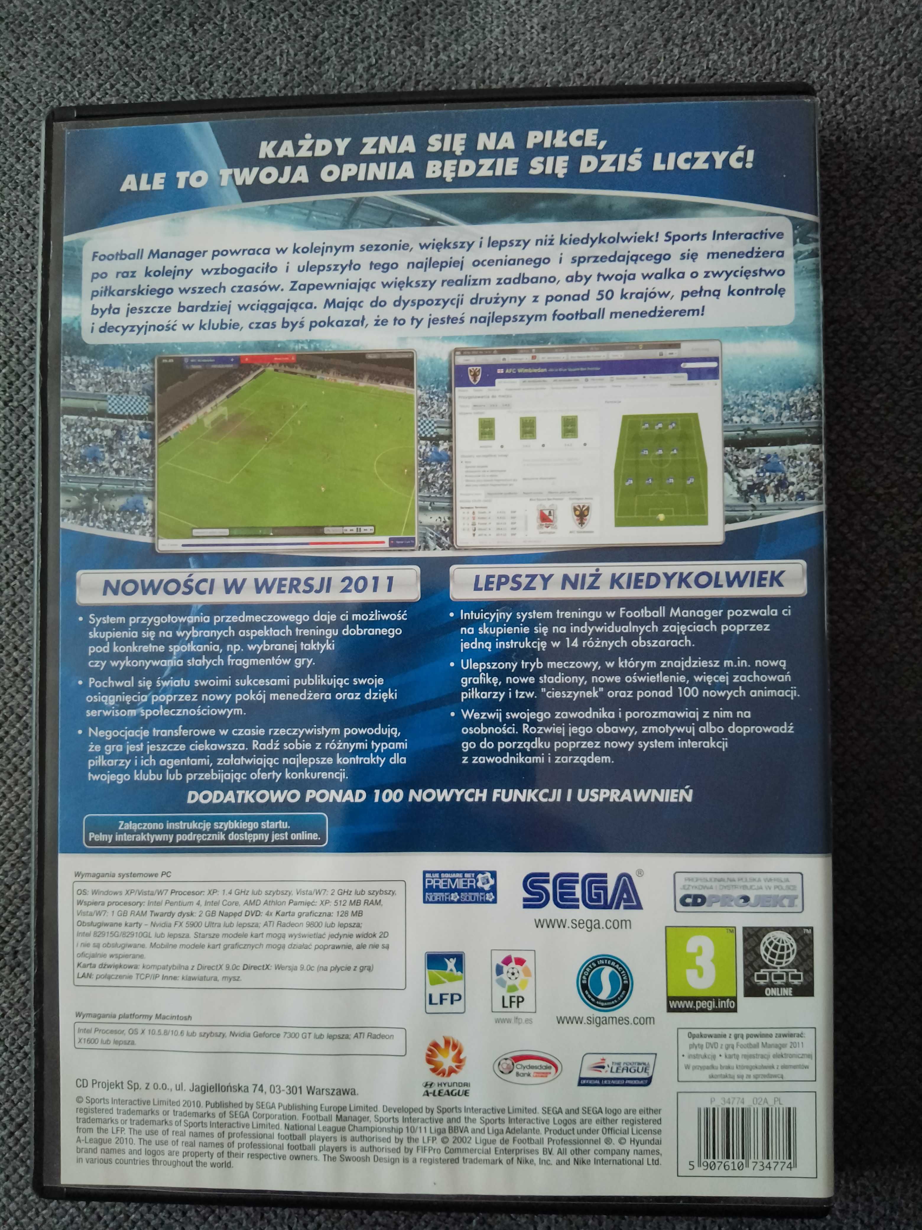 Football Manager 2011 gra PC DVD-ROM