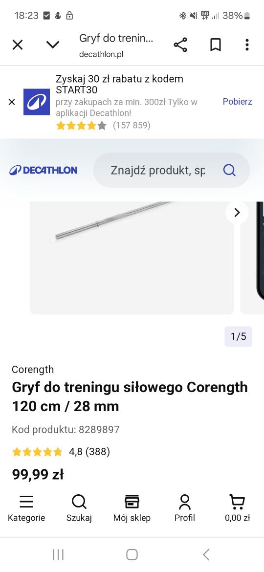 Gryf prosty 120cm decathlon