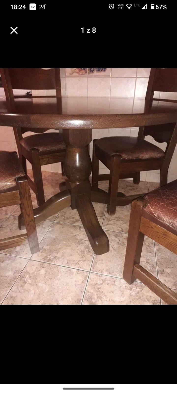 Stół dębowy z krzesłami