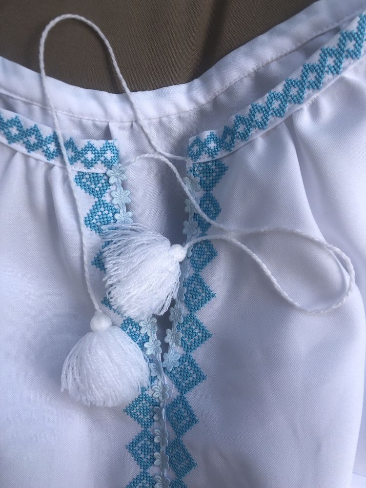 Вишиванка сукня з блакитною вишивкою
