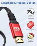 Kabel HDMI 2.0 JSAUX 3M 4K UHD 18GB/S 1080P Czerwony