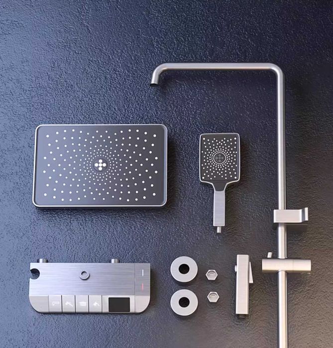 Душовий гарнітур  з термостатом та дісплеем білий