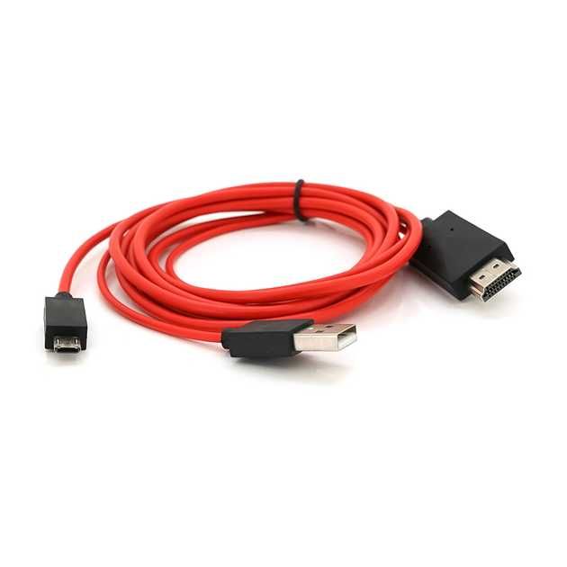 Кабель Конвертер MHL microUSB + USB на HDMI 1080p  1.8м, orange