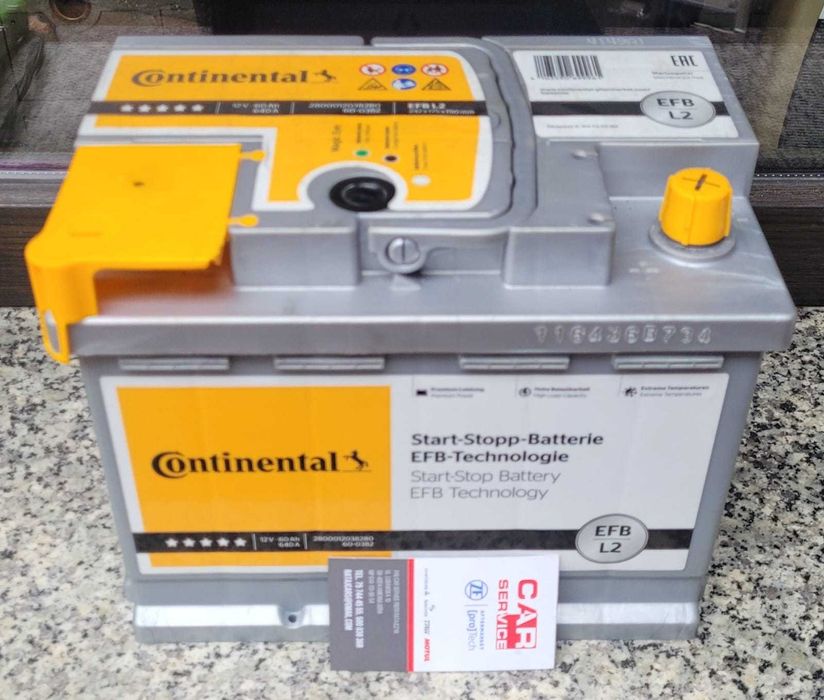 Nowy Akumulator Continental 12V 60Ah 640A EFB L2    242x175x190 [mm]