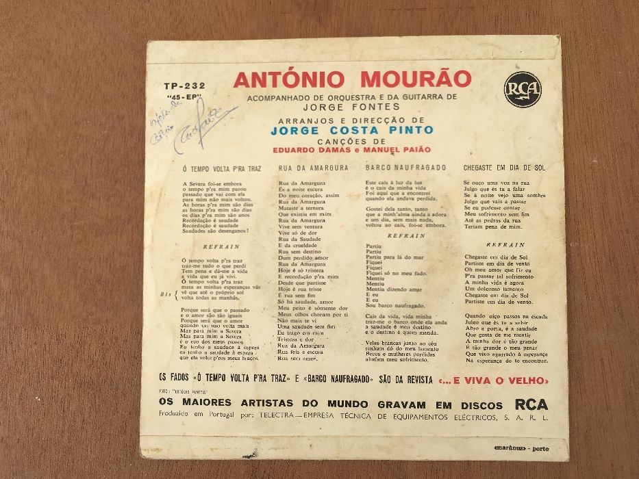 Vinil singel - António Mourão - Na revista