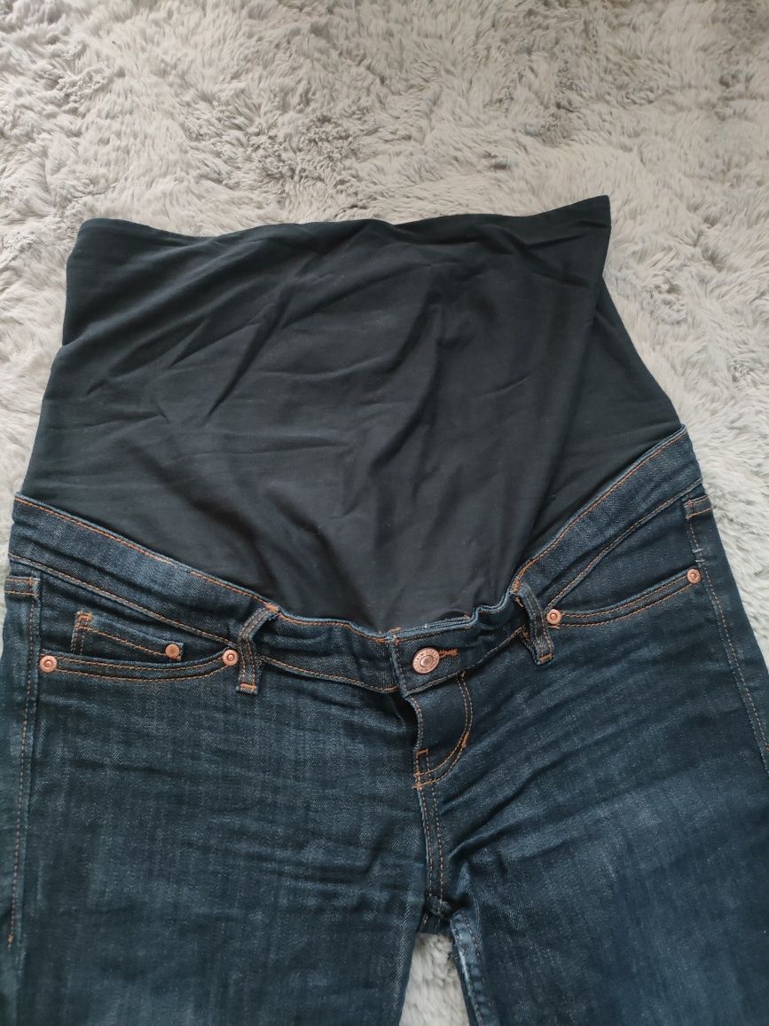 H&M Mama dżinsy jeansy ciążowe Skinny High Rib, r.38