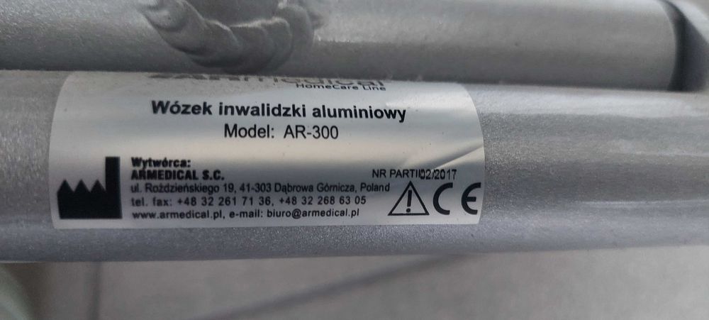 Wózek aluminiowy INWALIDZKI AR-300 NOWY 46cm