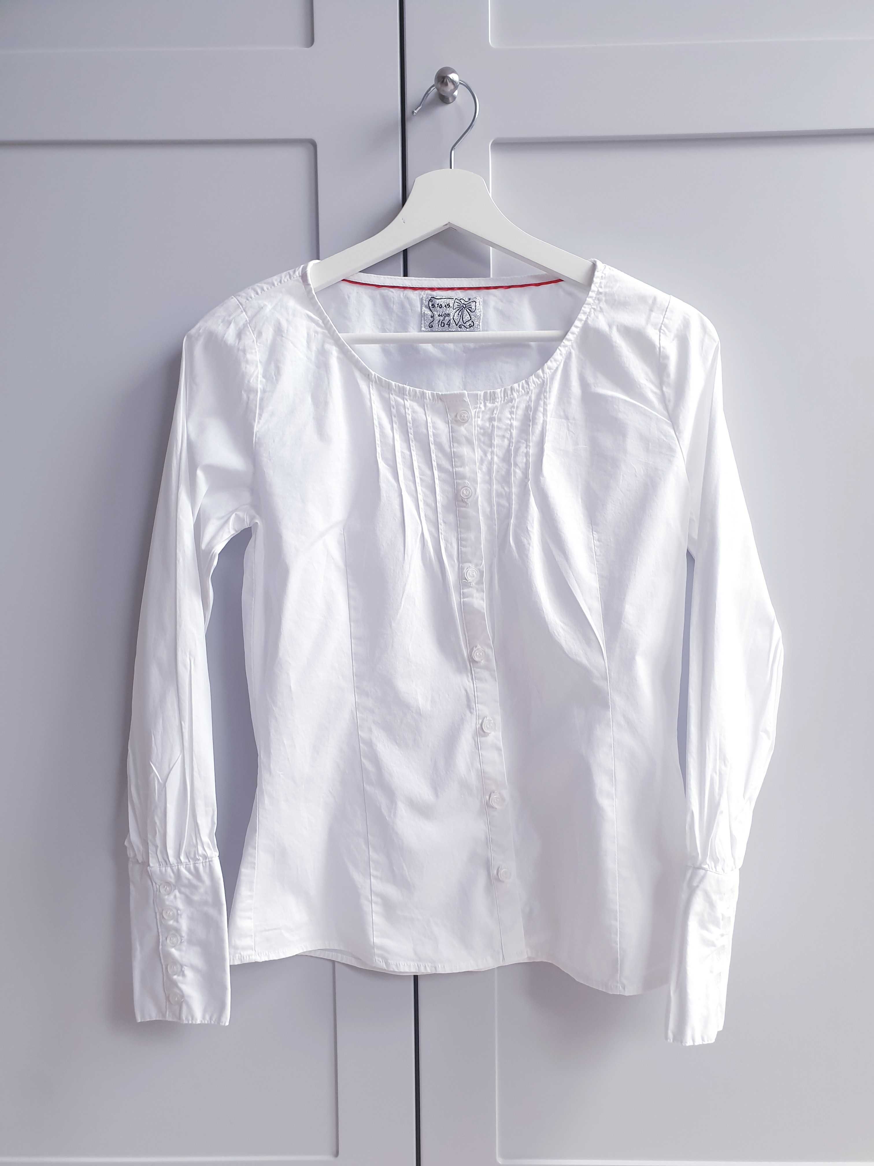 Biała koszula ze stójką bez kołnierzyka 5.10.15 cottage core  158 164