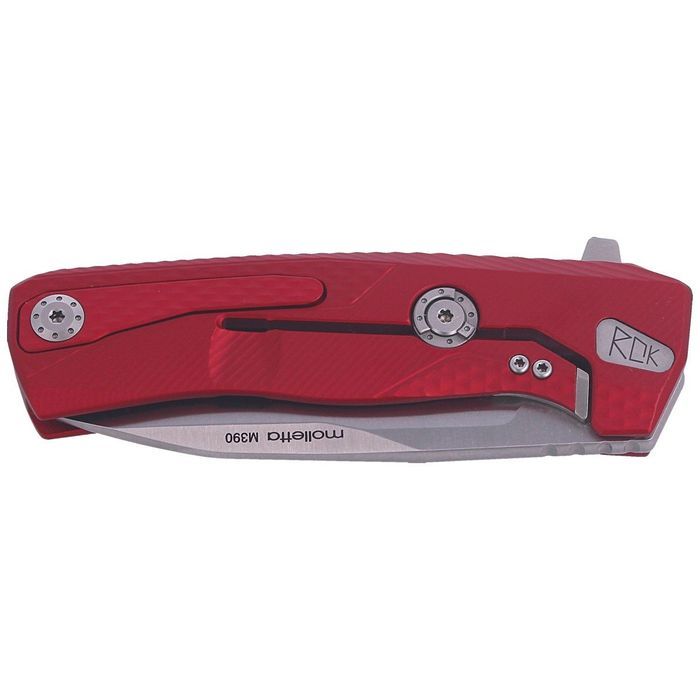 Nóż składany LionSteel ROK Red Aluminium, Satin M390 by Molletta (ROK