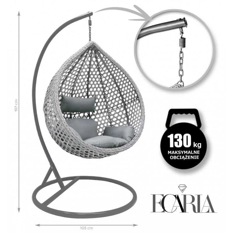 Fotel kokon ogrodowy bujany – SZARY | TECHNORATTAN | MAX 130 KG