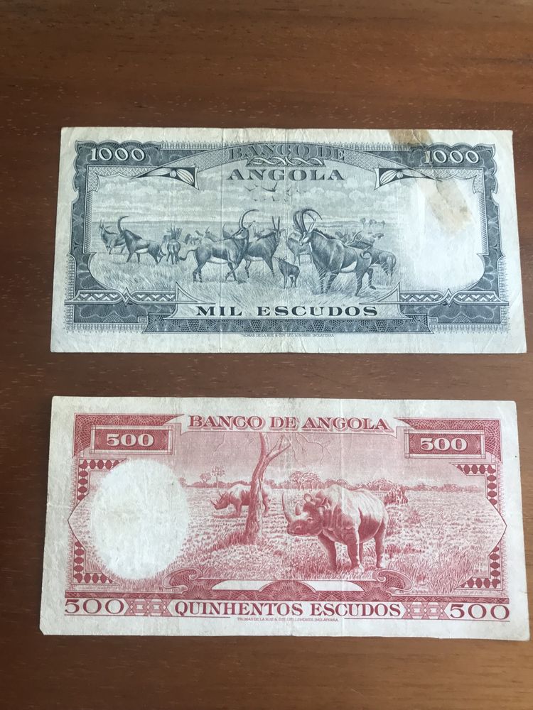 notas angola 500 e 1000 escudos   (camoes americo tomaz e carmona)