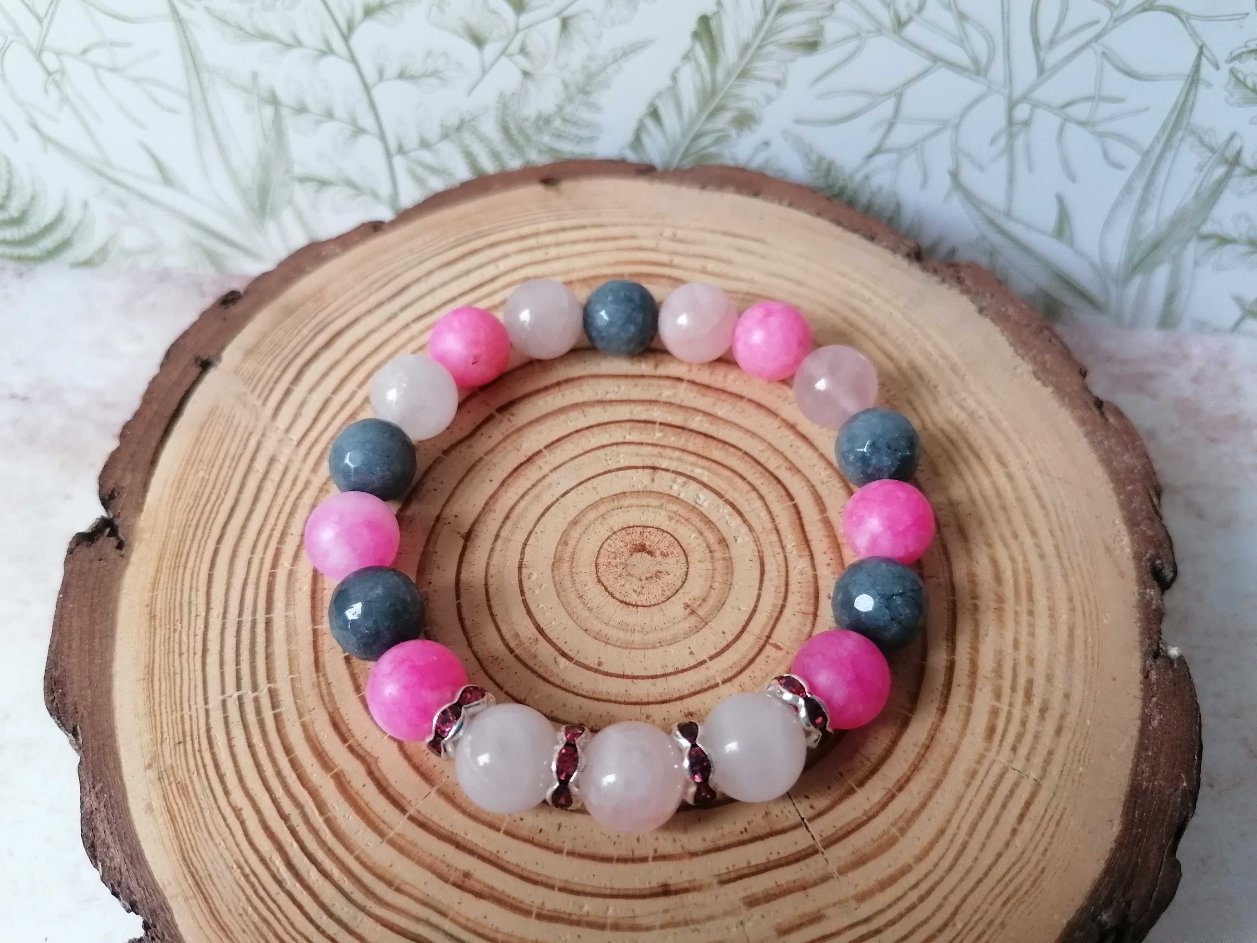 Handmade Bransoletka kamienie naturalne JADEIT_KWARC