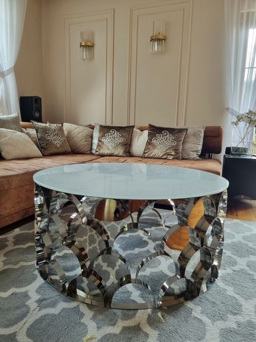 Srebrny stolik 100cm średnicy