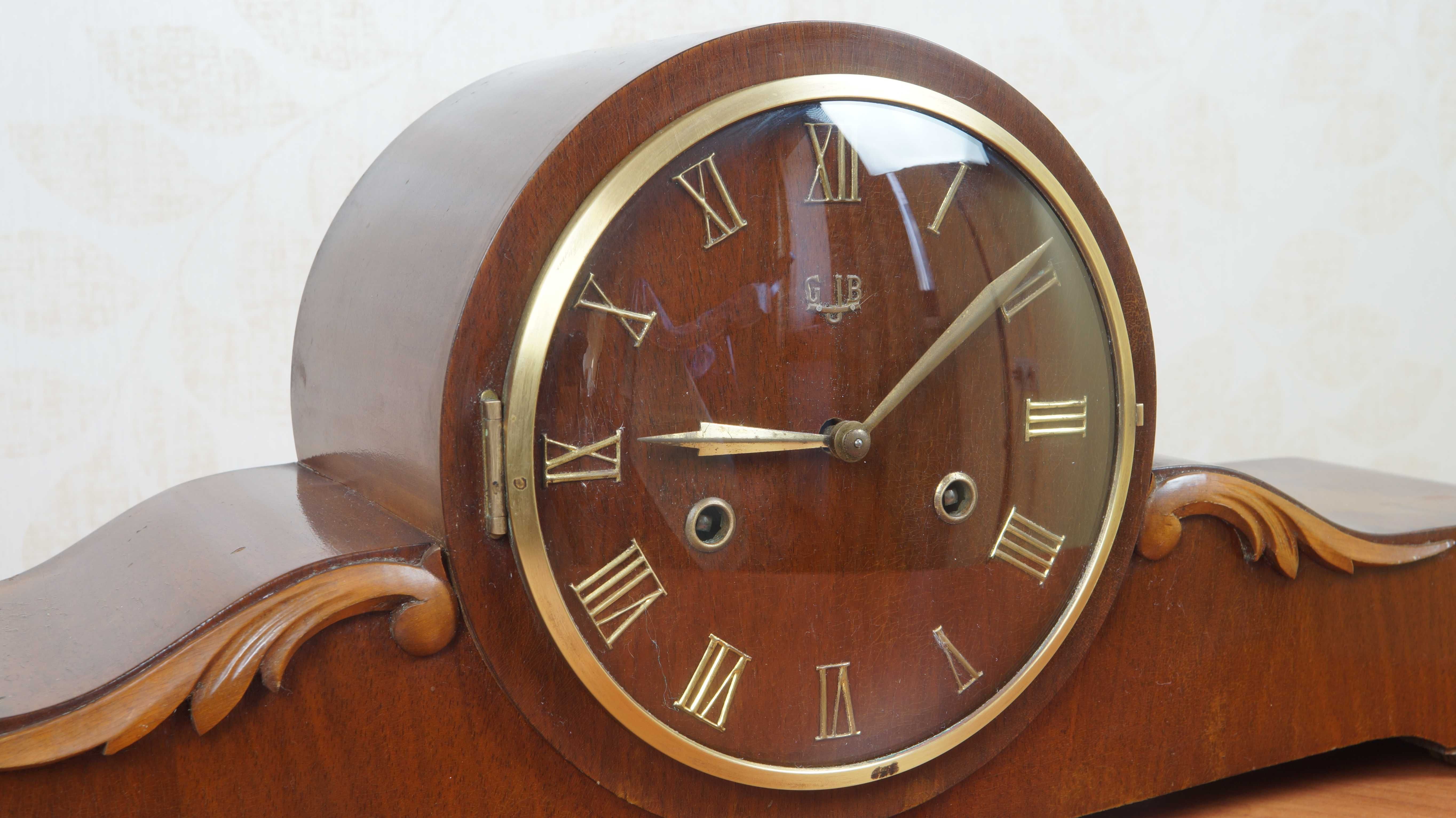 Старинные немецкие каминные часы GUB Glashütte, рабочие, оригинал