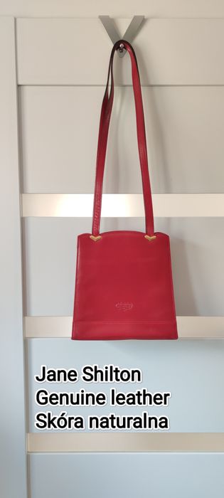 Czerwona torebka vintage Jane Shilton skóra naturalna genuine leather