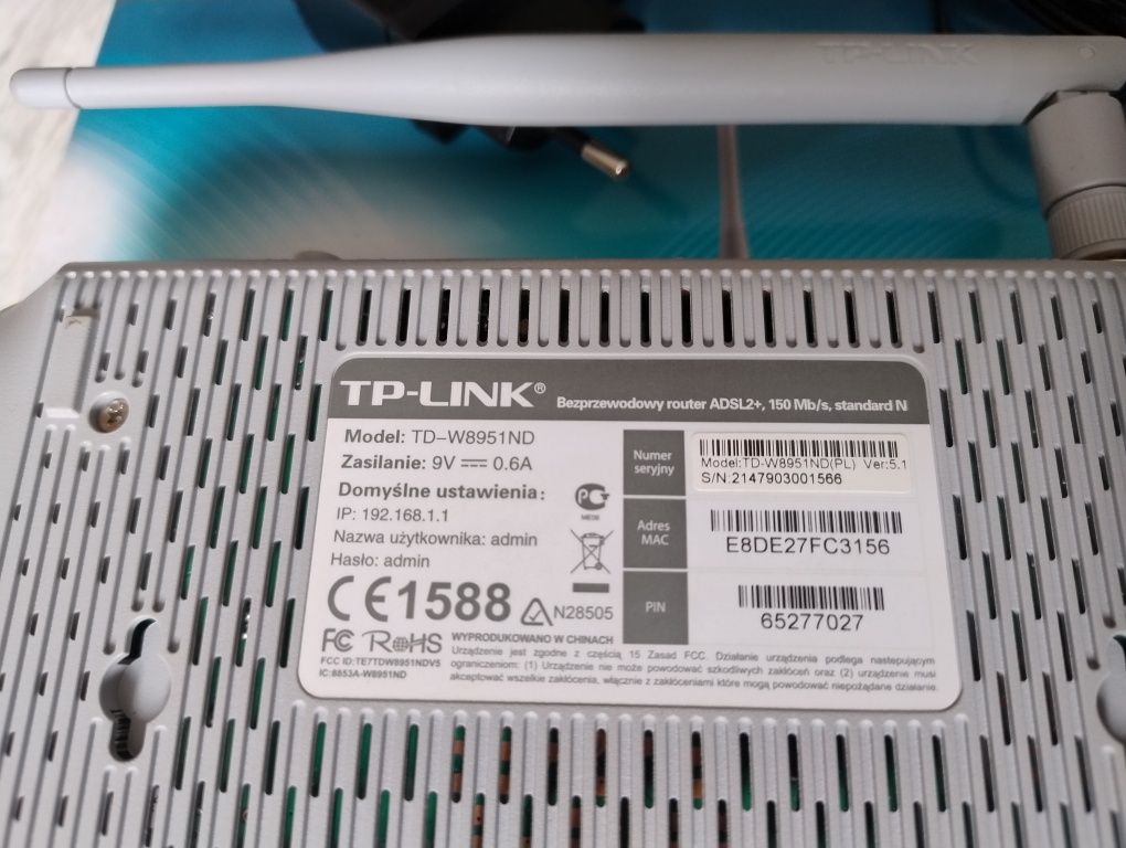 Router bezprzewodowy ADSL2+ Standard N 150Mb/s Model. TD-W8951ND