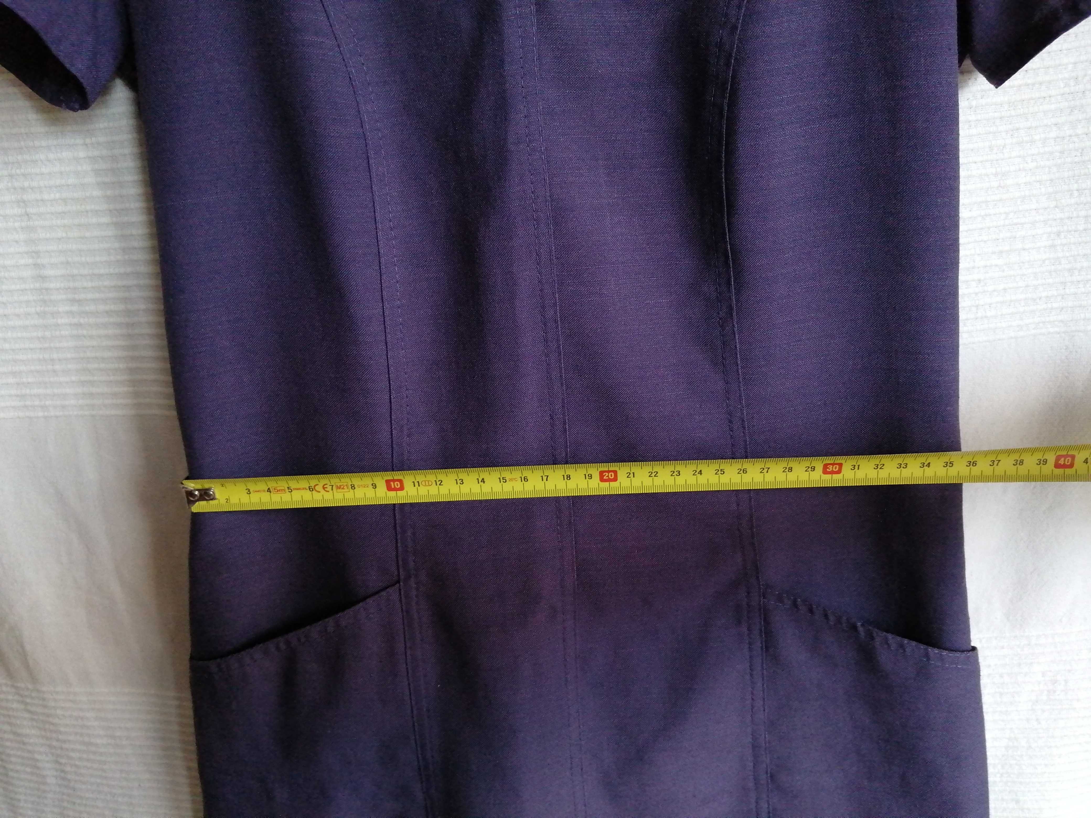 AE Woman Sukienka maxi bawełna krótki rękaw kieszenie fiolet S 36 8