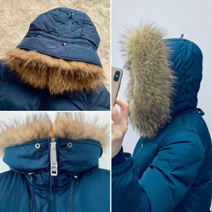 Płaszcz Kurtka Zimowy •puchowy •kaptur z „misiem” •granatowy •rozm.M