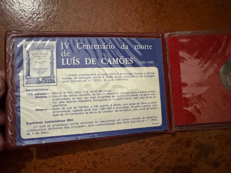 Carteira Moedas IV Centenário morte Luís de Camões