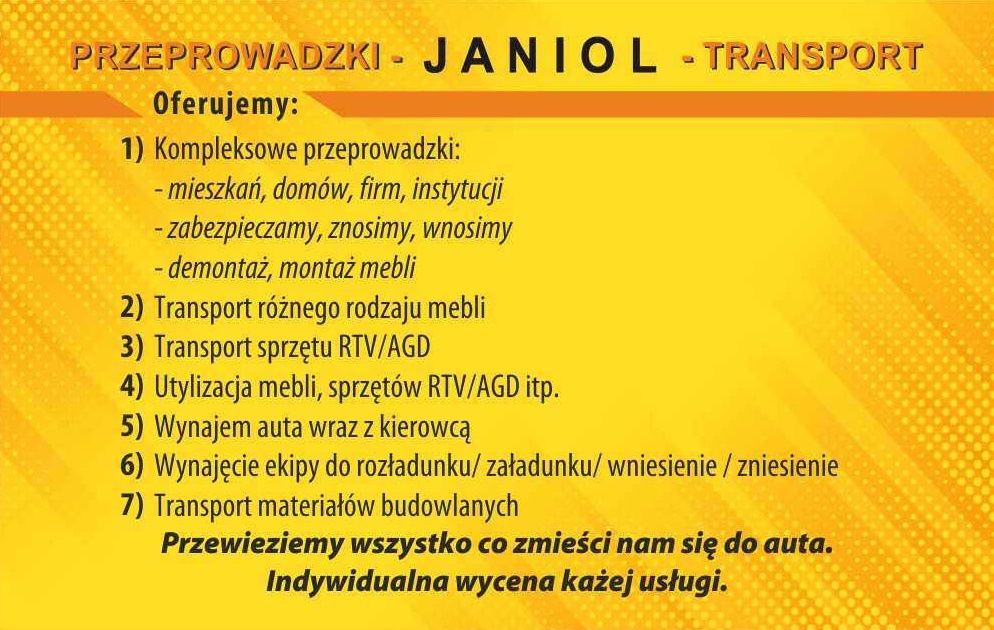 Transport/przeprowadzki/utylizacja starych mebli Śląsk/Polska/UE