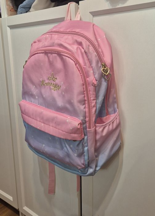 Plecak szkolny dla dziewczynki dwukolorowy tornister, różowo turkusowy
