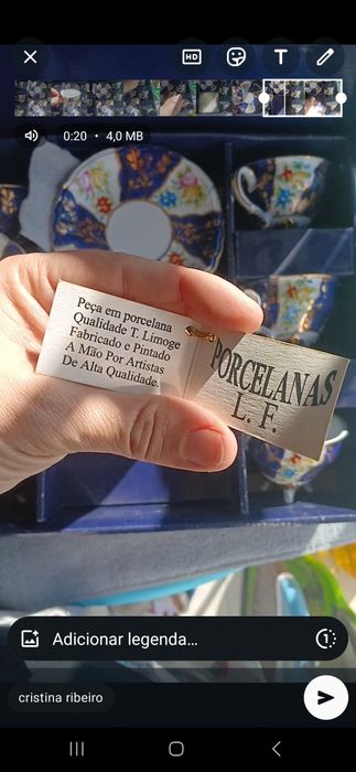 Conjunto de 6 chávenas em porcelana