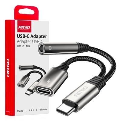 Adapter rozgałęźnik USB-C na USB-C + Mini Jack 3.5