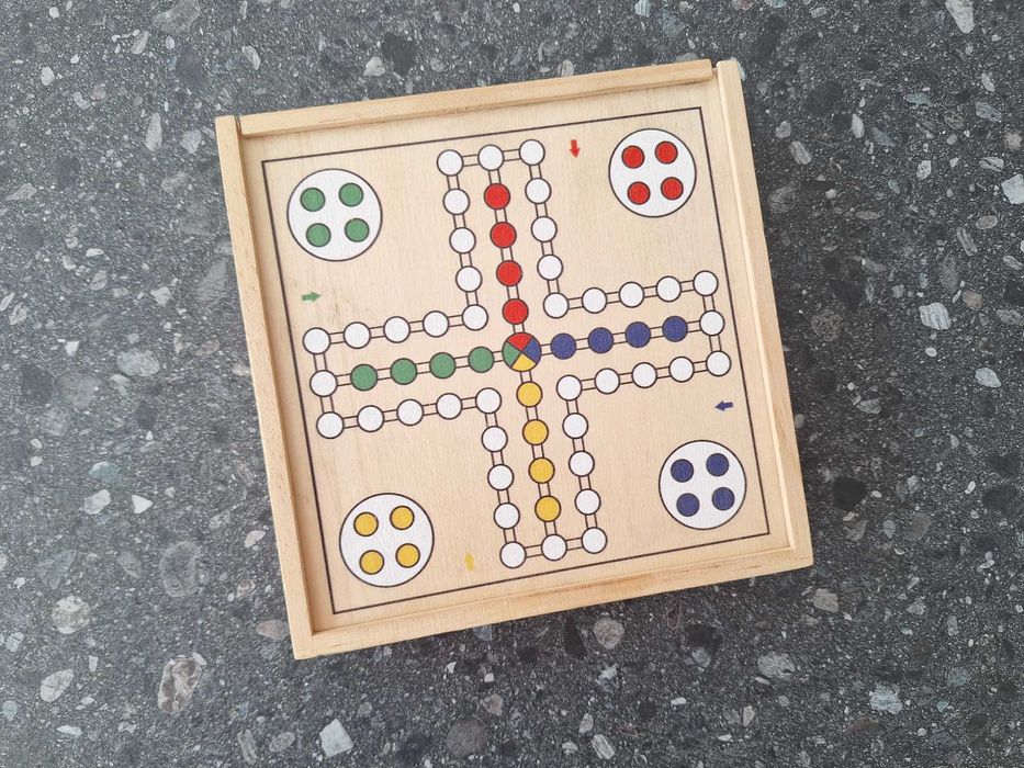 gra drewniana retro chińczyk bierki domino szachy warcaby  5w1