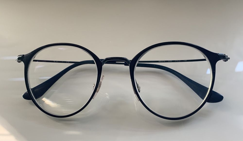 Ray Ban granatowe oprawki korekcyjne, okulary i etui