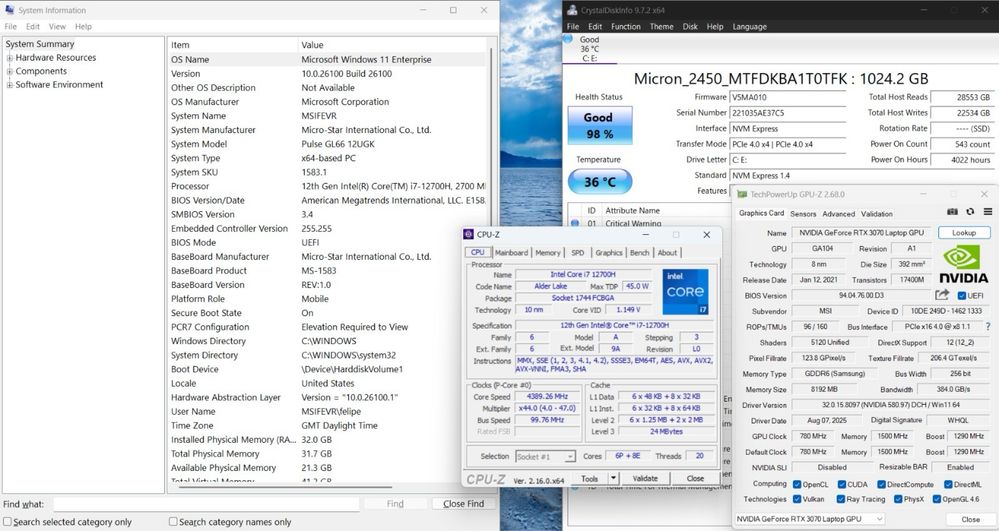 Laptop / Portatil MSI Pulse GL66 12UGK i7 12700H + Nvidia RTX 3070