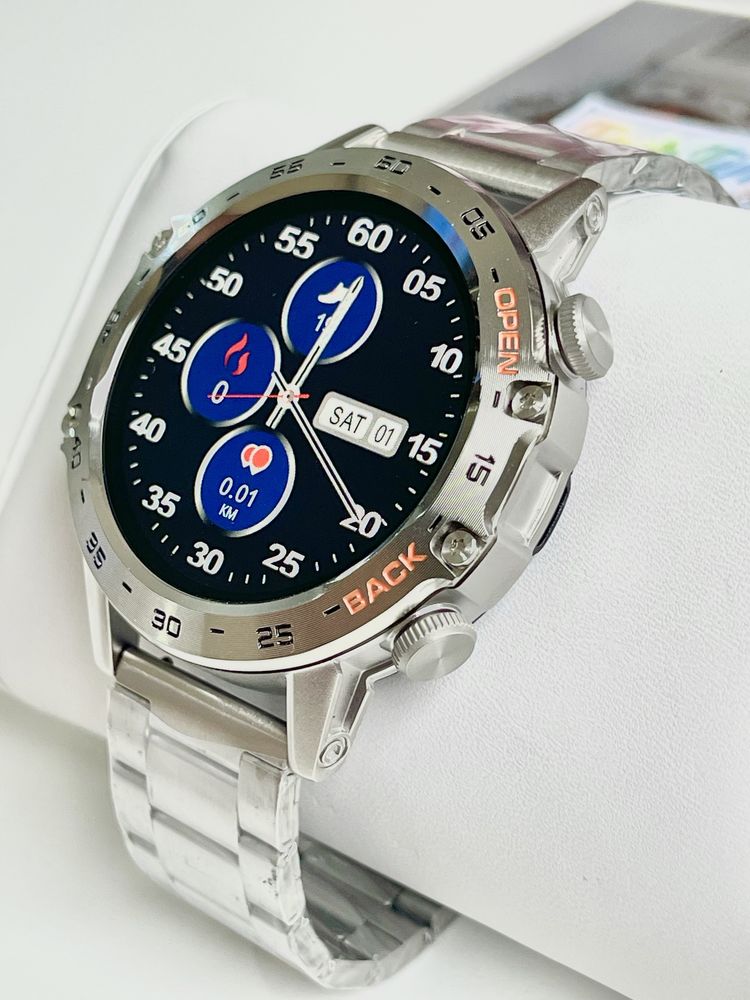 [NOVO] Smartwatch Melanda K52 (Prata Metal/Laranja Silicone)