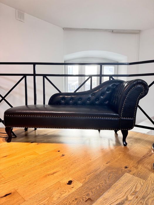 Sofa szezlong czarna, ekoskóra
