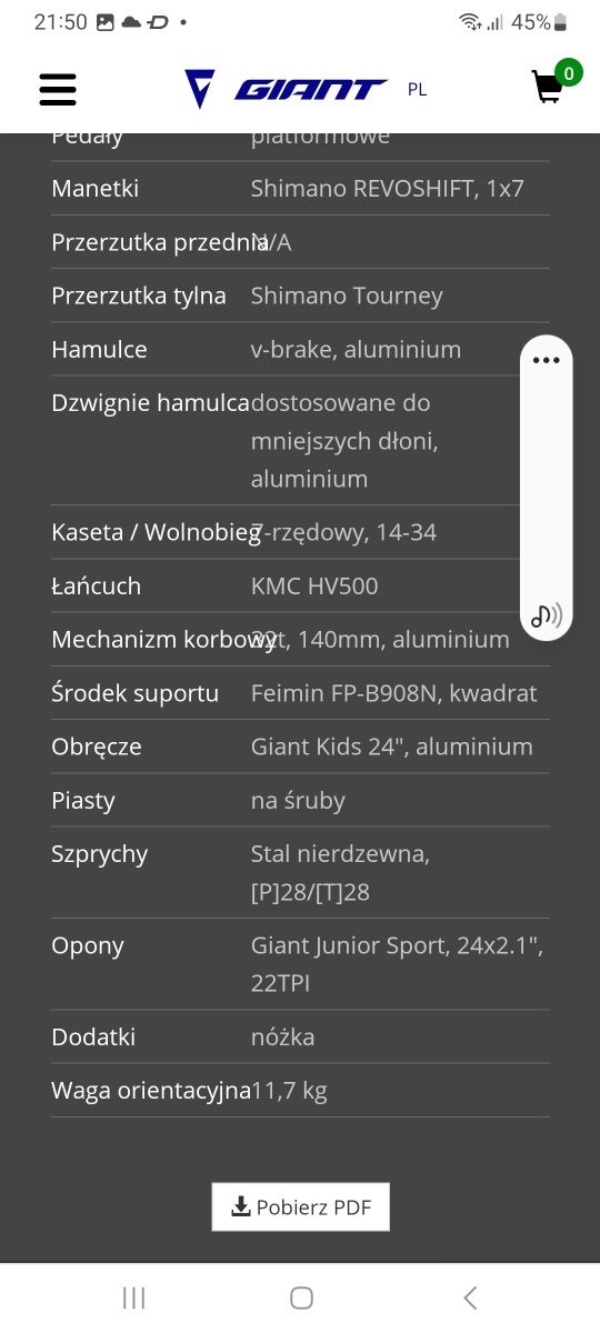 Giant XTC RJ koła 24 młodzieżowy rower