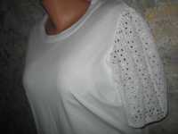 H&M (не ношенная) белая летняя блуза трикотаж-прошва большой размер