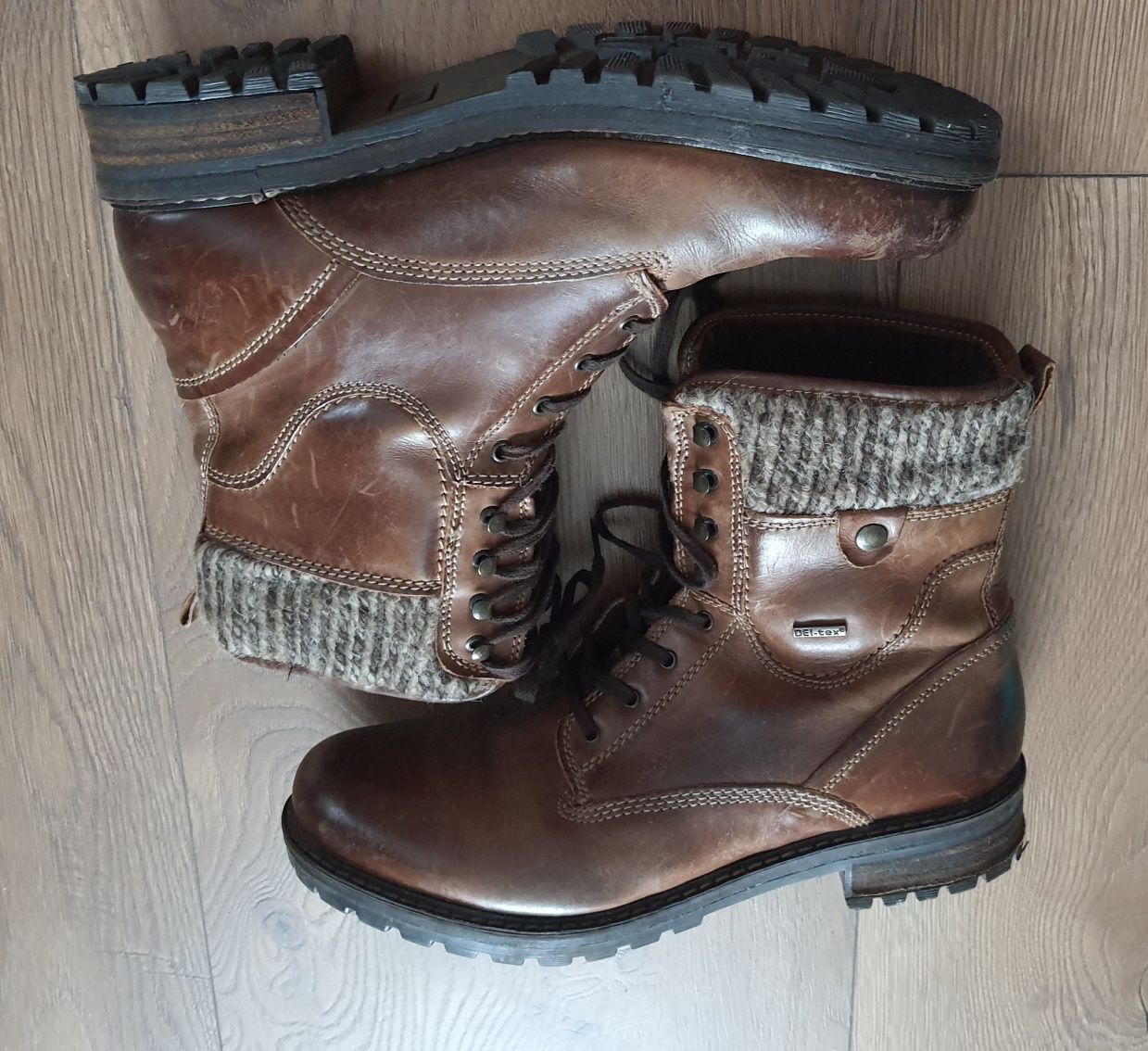 Buty zimowe skórzane r.40, HIGHLAND CREEK, ciemny brąz, bardzo ciepłe