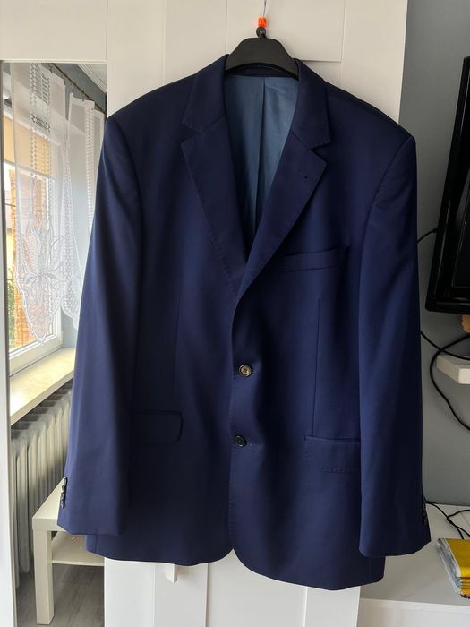 Marynarka granatowa garnitur Bytom XL 54 XXL elegancki wełna wiskoza