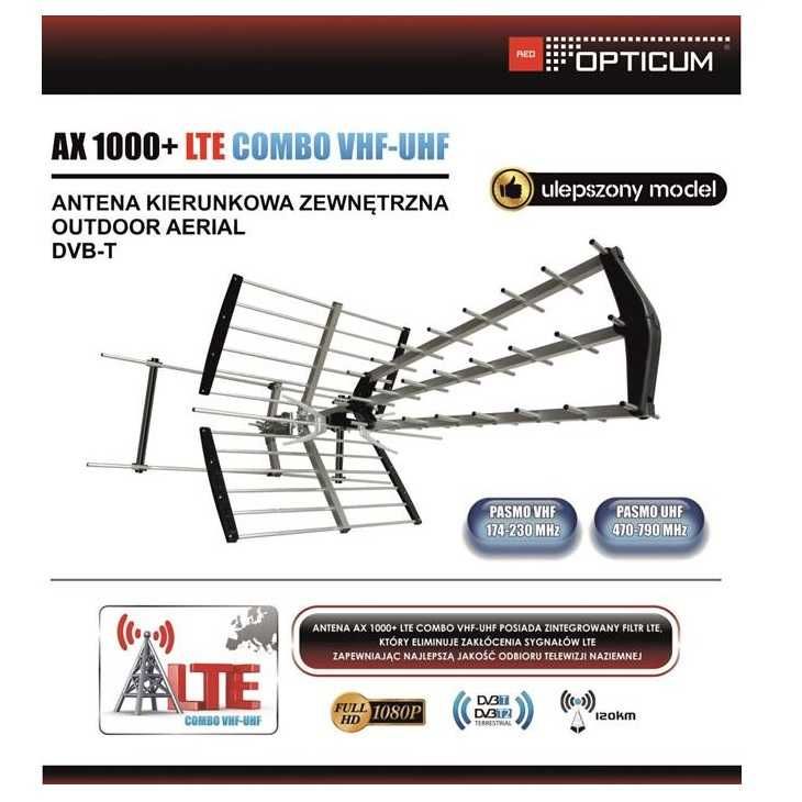 Antena TV naziemna OPTICUM AX1000+ LTE combo proline DVB-T2 UHF VHF