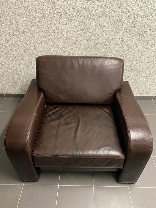 Komplet mebli ze skóry naturalnej 3 elementy