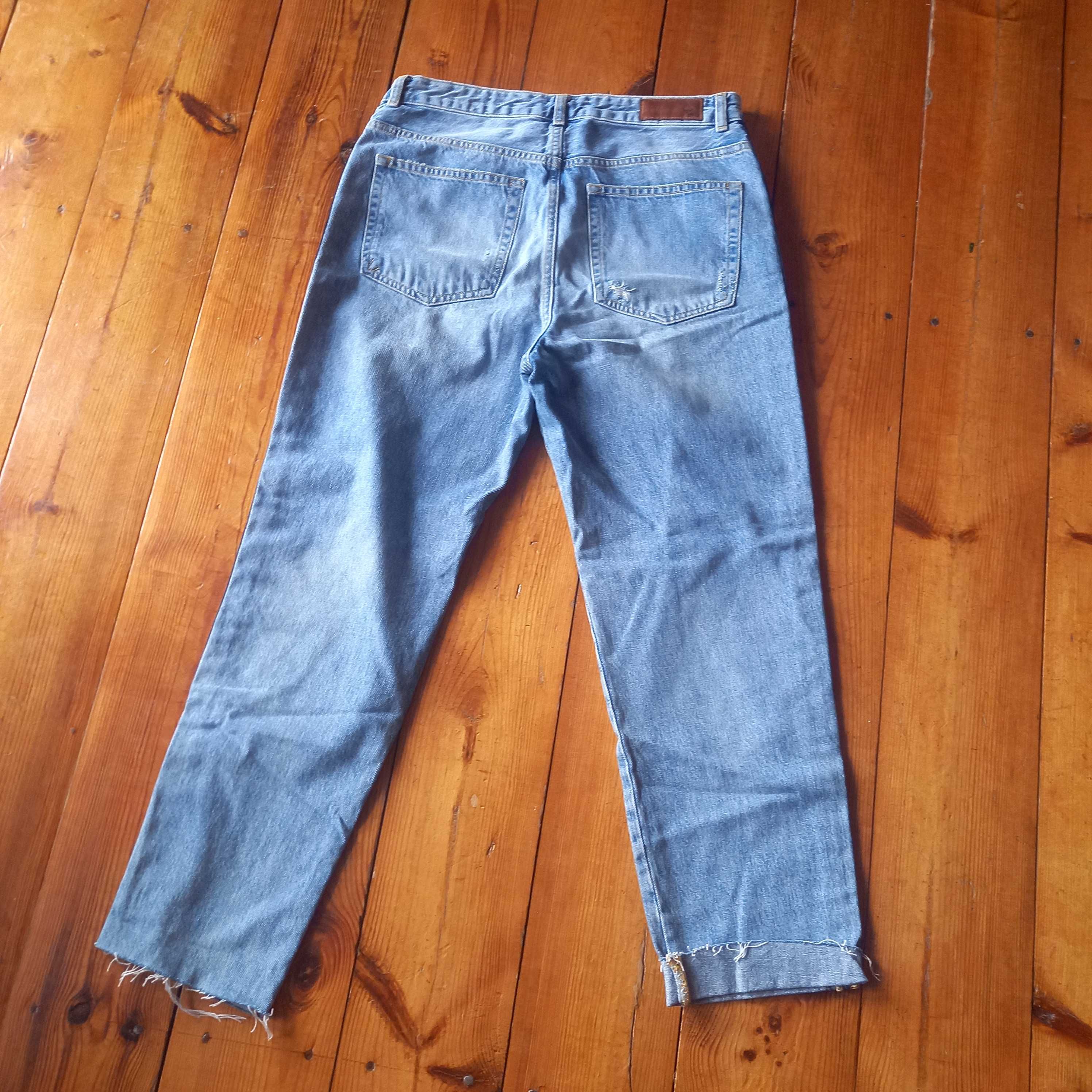 spodni jeans z lampasami mom