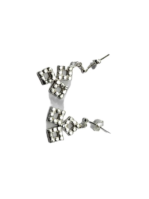 SDG433 srebrne kolczyki kwadraty z cyrkoniami 925 na sztyft