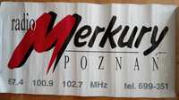 Radio Merkury Poznań — emblemat samoprzylepny 100 cm GIGANT! lata 90.