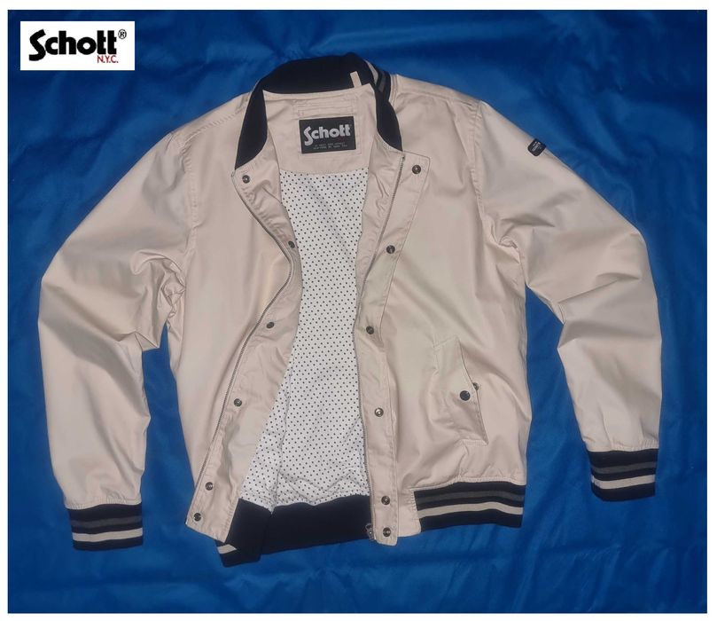 Schott NYC Vintage Versity Bomber Jacket Kurtka Męska Bejsbolówka L/XL